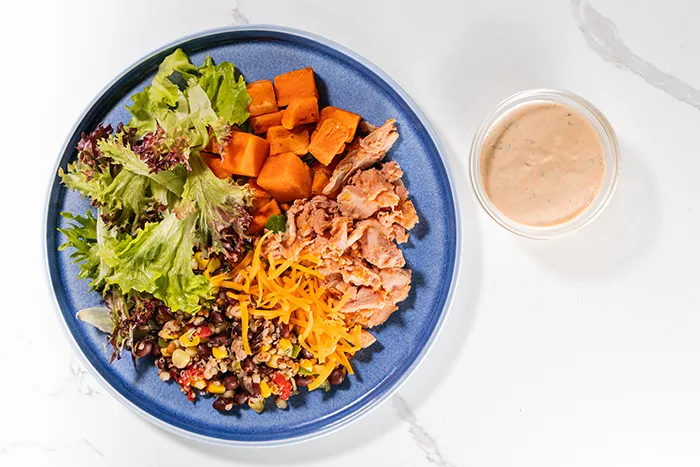 seattle sutton's healthy eating's buffalo chicken ranch salad