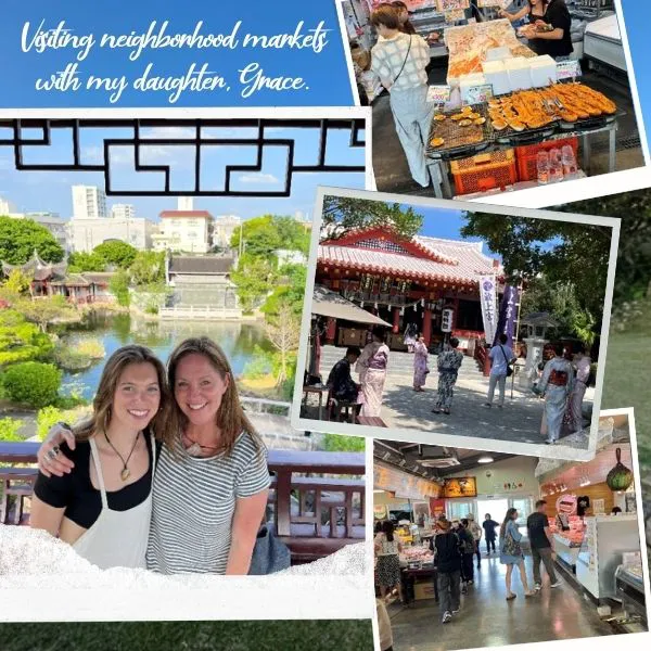 a collage of images of neighborhood markets in okinawa