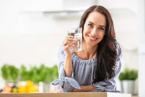 woman drinking water