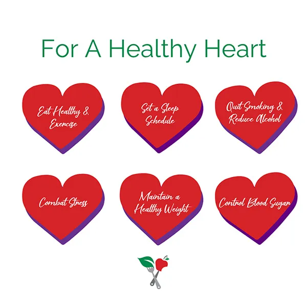red hearts containing heart healthy tips