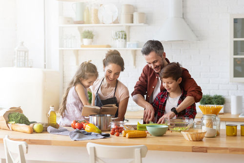 family cooking together